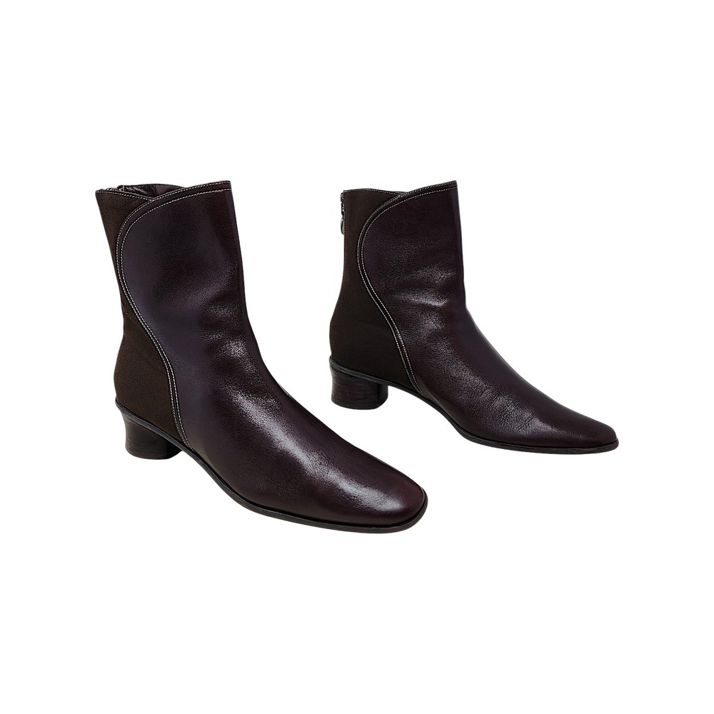Joan & David Ankle Boots 6.5M Wom Circa Dark Brown Leather Block Heel Square Toe